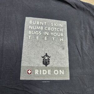 Vintage Biker Shirt Men XL Huge Chrome Highways Parody Tee Black Faded Y2K